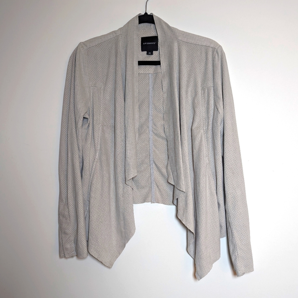 Liverpool Pale Grey Drape Jacket Lightweight Faux Suede